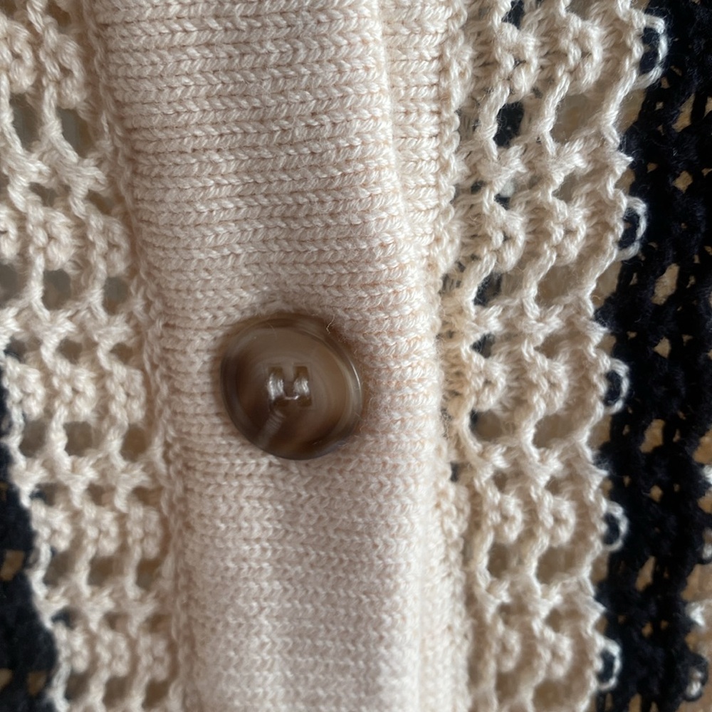 Blu Pepper NWT Back Tie Open Stitch Collared Long Sleeve 100% Cotton Sweater - Picture 9 of 13